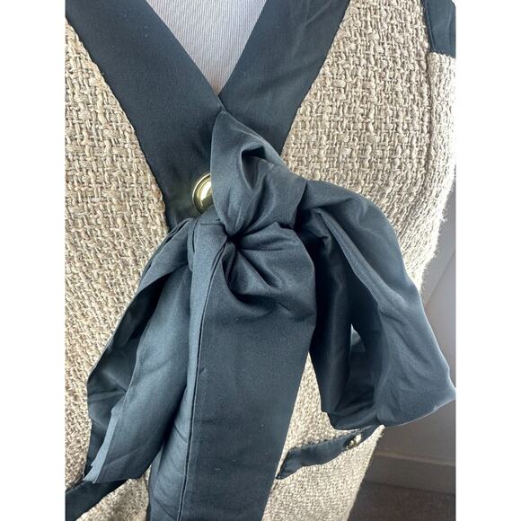 *Flawed Tuckernuck Pomander Place Coco Tweed Bow Mini Shift Dress Tan Size XXL - Picture 3 of 16